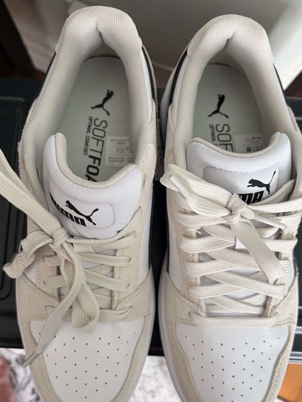 Puma Cream & Black Suede Platform Trainers with Gum Sole - Picture 7 of 8